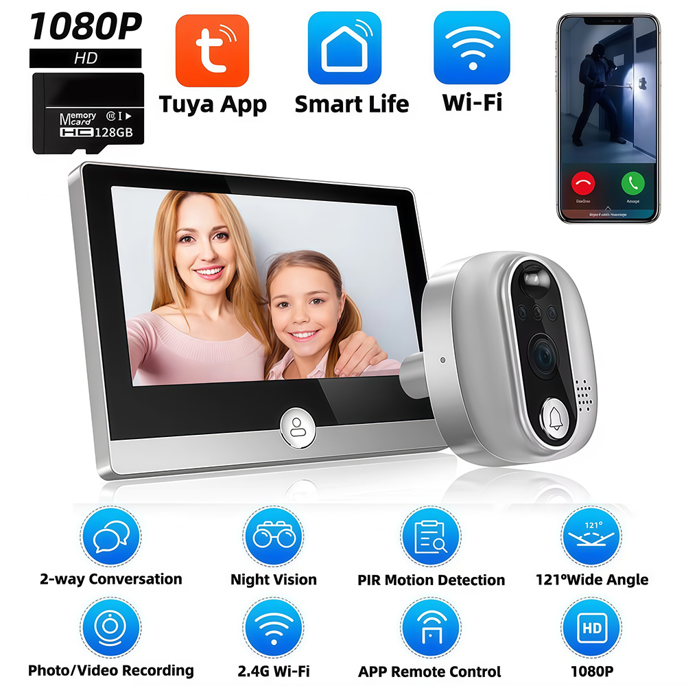Smart Home Battery Camera - Tuya 1080P WiFi Kapı Zili Kamera
