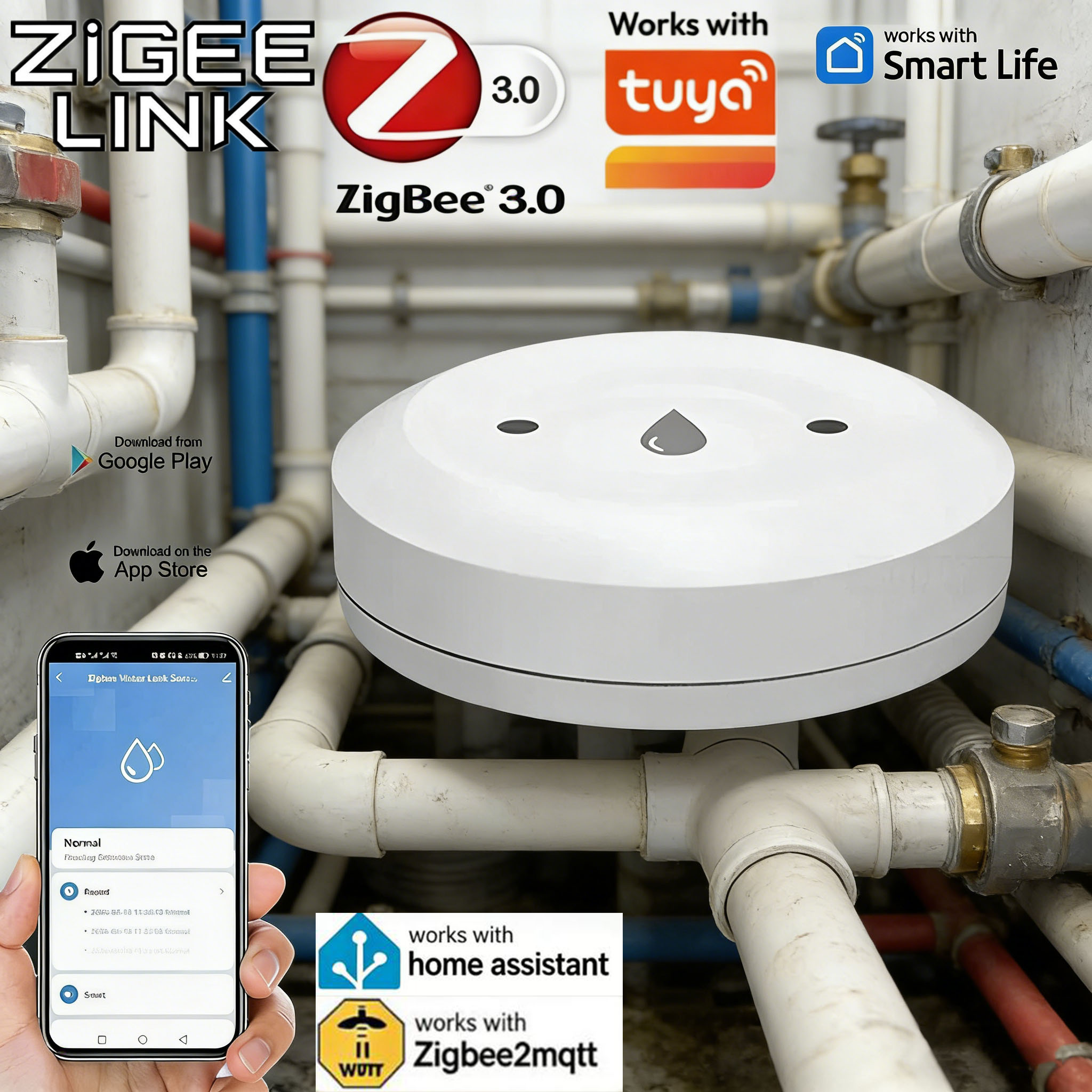 Smart Home Monitoring - Tuya Zigbee Akıllı Su Kaçak Sensörü