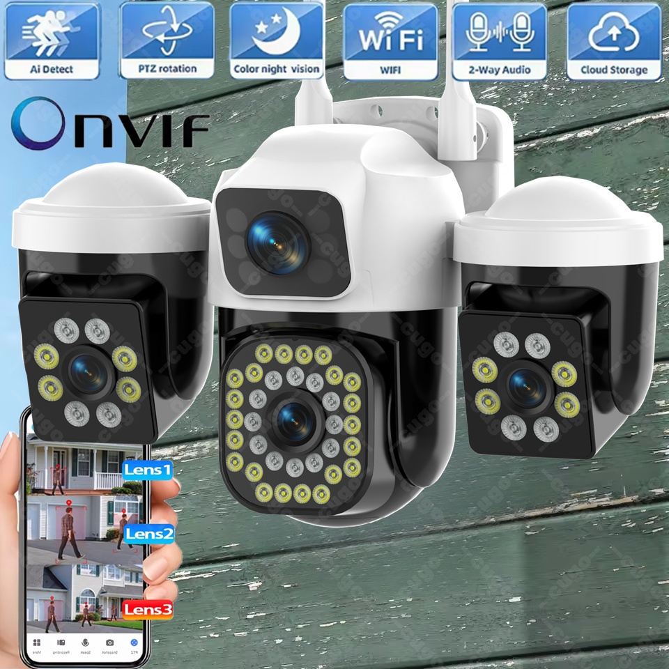 Smart Home Kamera - 15MP Güvenlik Kamerası 3-HD Ekranlar Otomatik