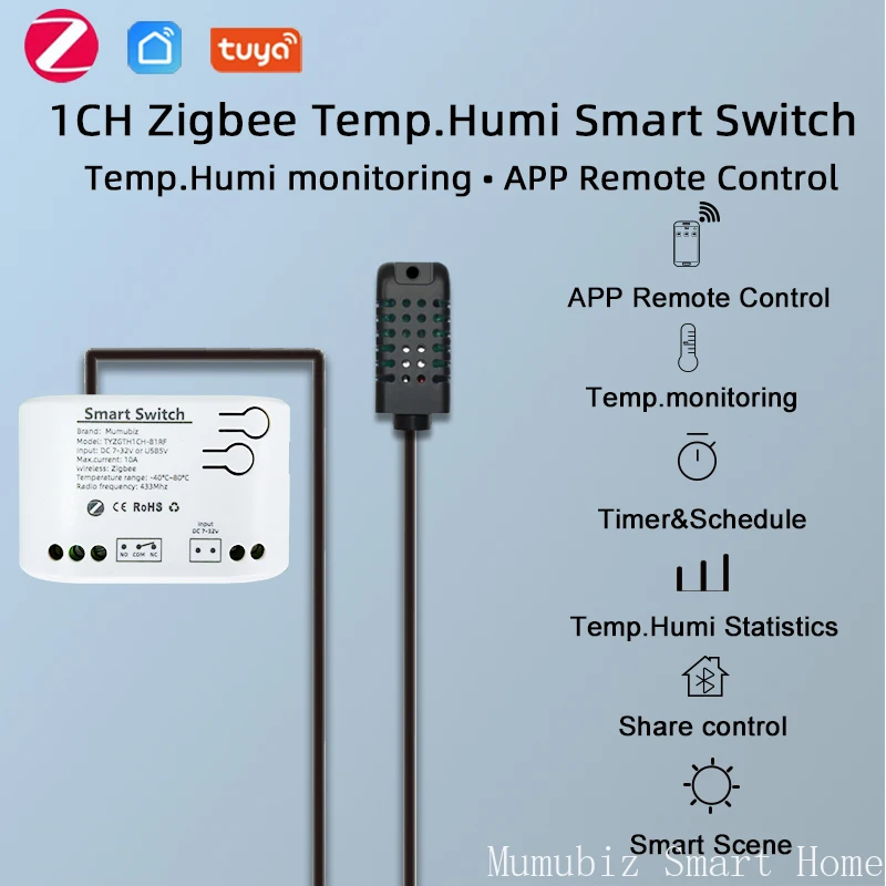 Smart Home Z Wave - Tuya Smart TH10 Zigbee Anahtarı, Sıcaklık