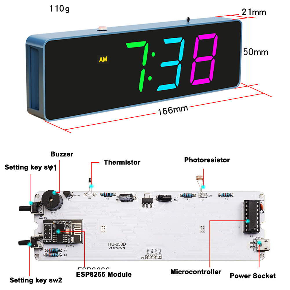 ESP8266 IoT renkli WiFi saat k - Smart Home Esp8266 incelemesi ve fiyatı